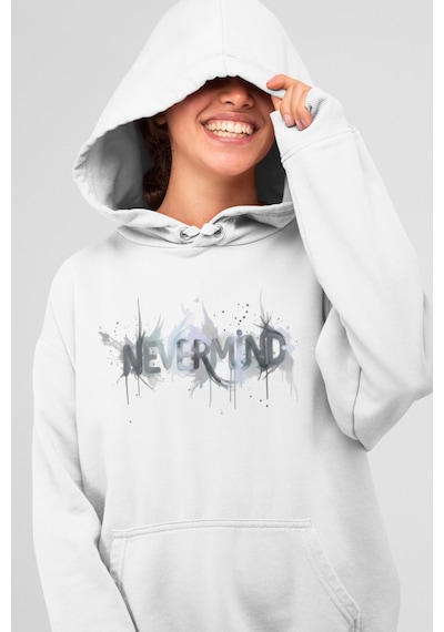 Oversize Baskılı Unisex Hoodie Sweatshirt Beyaz
