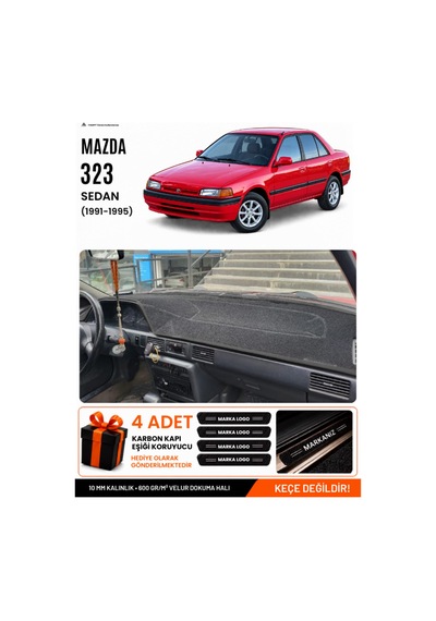 Mazda 323 Sedan 1991-1995 Uyumlu Torpido Koruma, Torpido Örtüsü, Torpido Kılıfı - Siyah