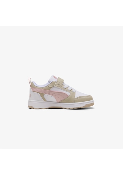 Puma Rebound V6 Low Çocuk Krem/pembe Spor Ayakkabı 397419 Beyaz