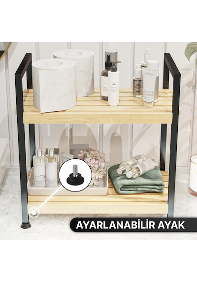 Bino Ahşap Çok Amaçlı Düzenleyici Mutfak Rafı Organizer Tezgah Üstü Malzeme Dolabı