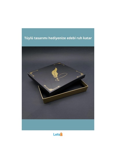 Tüylü Kalem Tasarımlı Dekoratif Hediye Kutusu 16x17 Cm
