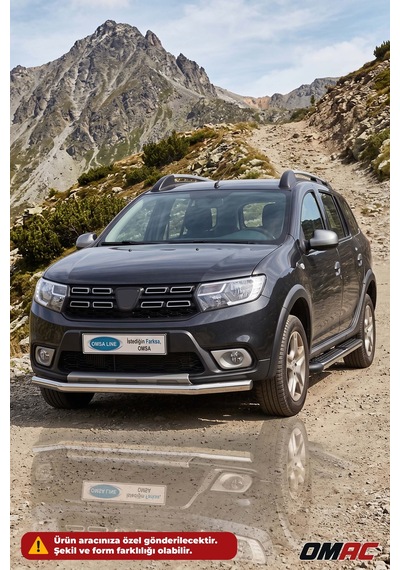 Dacia Sandero 2 Stepway 2012-2020 Uyumlu Araca Özel Texas Ön Alt Koruma Ø60mm Krom
