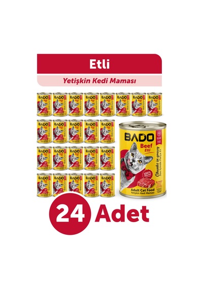 Bado Yetişkin Yaş Kedi Maması Etli Biftekli 400gr 24'lü