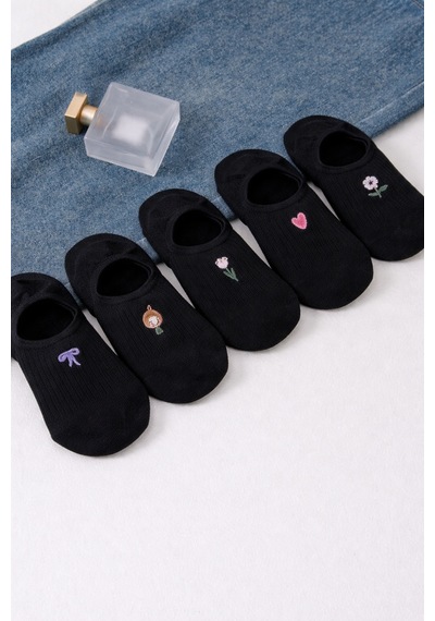 Hitit Socks Kadın 5 Çift Premium Kalite Fiyonk Çiçek Ve Kalp ... Çok Renkli
