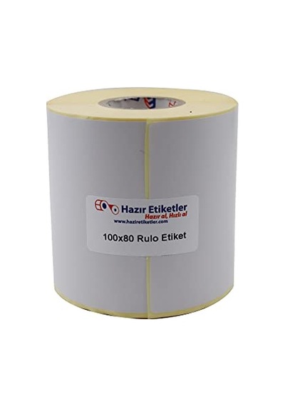 Kuşe Etiket 100mm X 80mm Ruloda 500 Adet 40mm Kuka Çapında Baskısız Barkod Yazıcı Etiketi Diğer