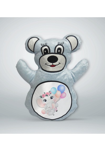 Bk Gift Sevimli Fil-8 Tasarımlı Ayıcık Yastık Mavi