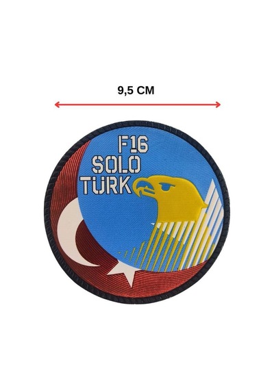 Single Sword Solotürk F-16 Kabartmalı Plastik Cırtlı Arma Patch 9.5 Cm Çok Renkli