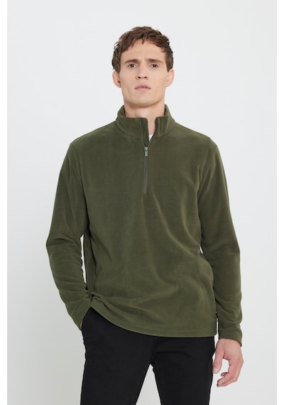 George Henry 2'li Paket Standart Fit Bato Yaka Soğuk Geçirmez Sweatshirt Polar Haki - Siyah