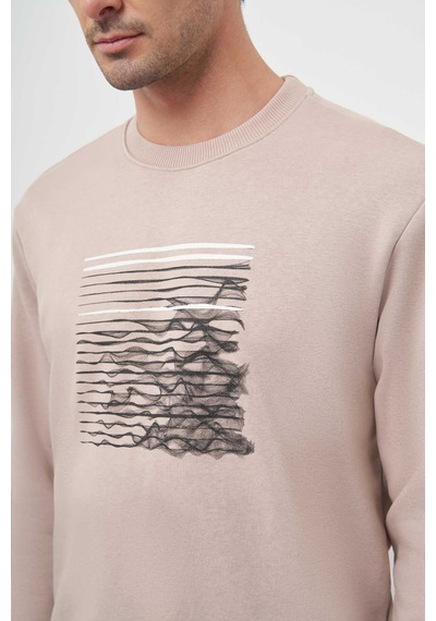 Morven Erkek Taş Trend Bisiklet Yaka Sweat-shirt 25ks063006870 Taş Taş