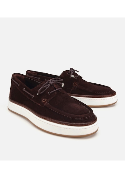 Hotiç Erkek Süet Deri Kahverengi Bağcık Detaylı Günlük Loafer 02ayh319380a480 02ayh319380a480