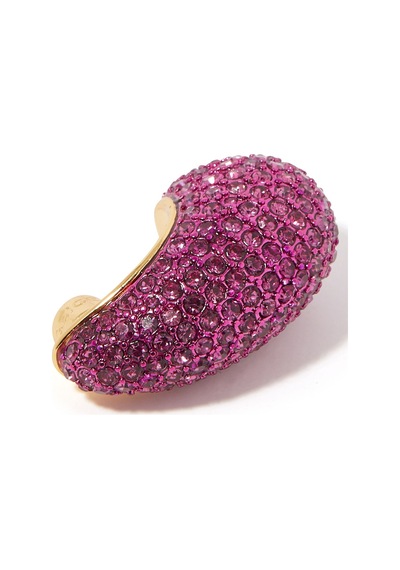 Pave Dome Earrings, Kristalli Kup Tarzı Küpe Pembe