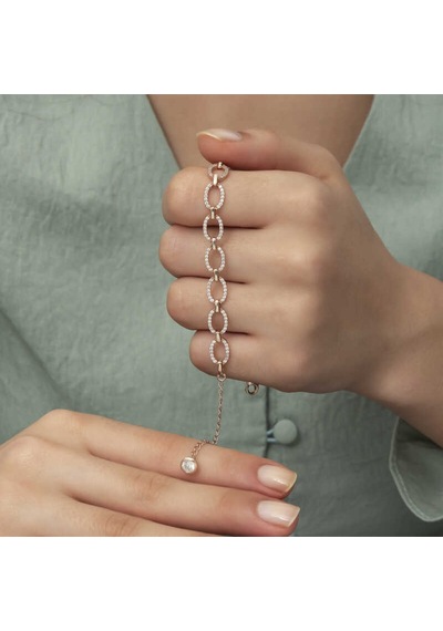 Casera's Gümüş Rose Oval Taşlı Kadın Bileklik Csr2183720 Gümüş