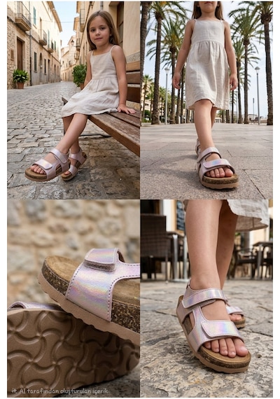 Rap Rap Ortopedik Hakiki Deri Mantar Taban Cırtlı Sandalet Rose Gold Bakır - Altın Rap Rap Ortopedik Hakiki Deri Mantar Taban Cırtlı Sandalet Rose Gold Bakır - Altın