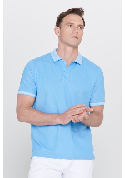 Ac&Co / Altınyıldız Classics 4A4820200047Mavm Düğmeli Polo Yaka Cepsiz Slim Fit Erkek Tişört Mavi