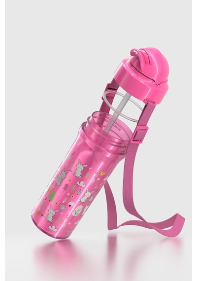 Renga Migo Tavşan Desenli 300 Ml Askılı Pipetli Pp Bebek Suluk 912013 Pembe Pembe