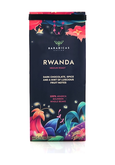 Barabicas Rwanda 100% Arabica Bourbon Medium Roast Çekirdek Kahve 250 G