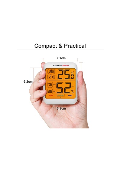 Thermopro Tp53 Dijital Termometre Higrometre İç Mekan Sıcaklık Ve Nem Ölçer Dokunmatik Aydınlatmalı Oda Ortamı