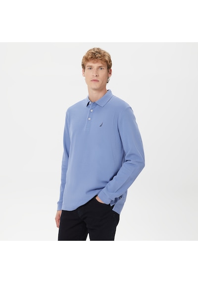 Nautica Erkek Mavi Classic Fit Uzun Kollu Polo Düz K37351t Mavi