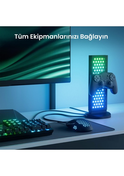 Nanoleaf Rgb Işıklı Masaüstü Stand, 2xusb-c Ve 1xusb-a Girişli