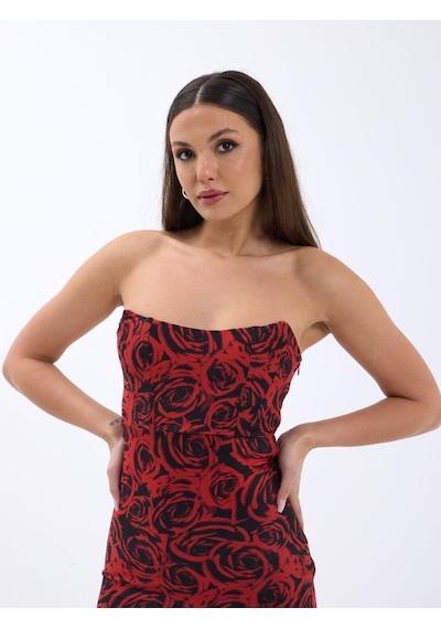 Etiler Collection 7006 Elbise-kırmızı Altın