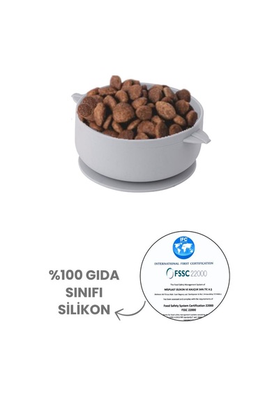 Silikon Evcil Hayvan Mama Kasesi, Kaydırmaz Vakum Tabanlı Kedi Köpek Mama Su Kabı Tabağı 200ml