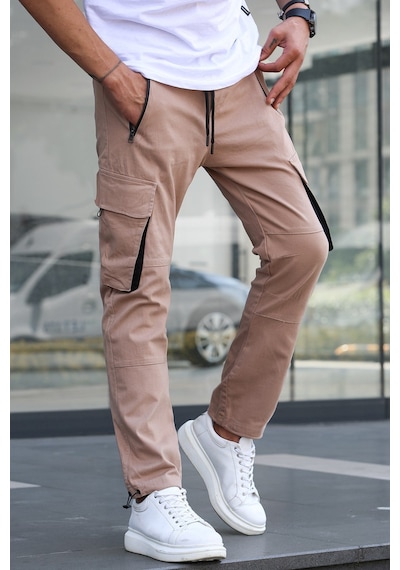 Madmext Bej Kargo Cep Jogger Pantolon 5791 Bej