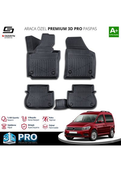 Vw Caddy 3d Pro Havuzlu Paspas 2015-2020 A+ Kalite 3ds-sdz156