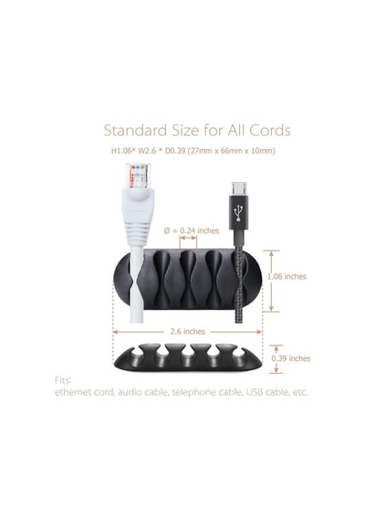 Aee 9 Adet Yapışkanlı Kablo Düzenleyici 5 Yuvalı Kablo Tutucu Organizer Siyah, Kablo Sabitleyici, Masaüstü Bilgisayar Telefon Şarj Kablo Toplayıcı Çalışma Masası Ofis Toparlayıcı Klips