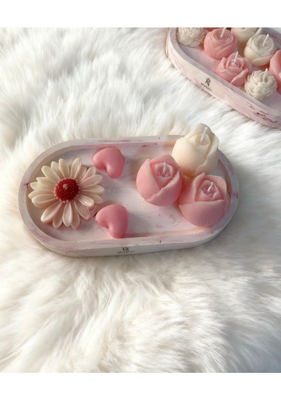 Rüwüzel Çiçek Esintisi Soya Mum Pembe - Beyaz