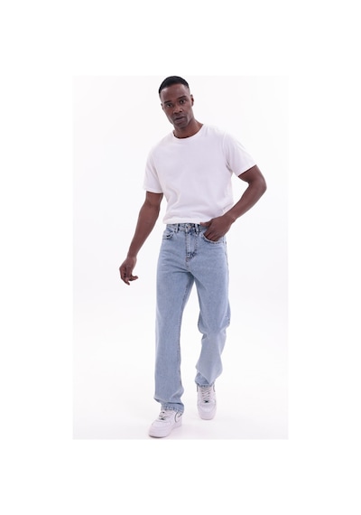 Freemen Erkek Baggy Bol Kesim Kot Pantolon Mavi