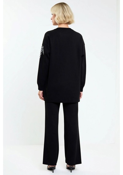 Benerly Kadın Alt Üst Payet İşlemeli Triko Kazak Ve Geniş Paça Pantolon T siyah Benerly Kadın Alt Üst Payet İşlemeli Triko Kazak Ve Geniş Paça Pantolon T siyah