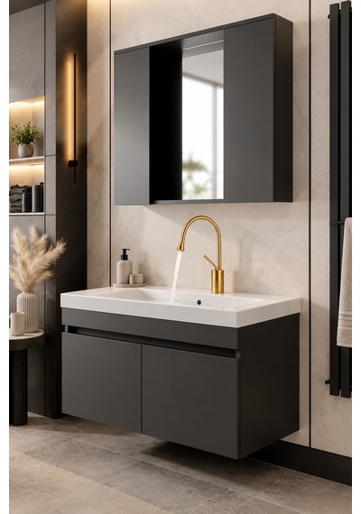 Alfas Mat Gold Banyo Lavabo Bataryası 360 Döner Pirinç Banyo Tezgah Üstü 360 Döner Batarya