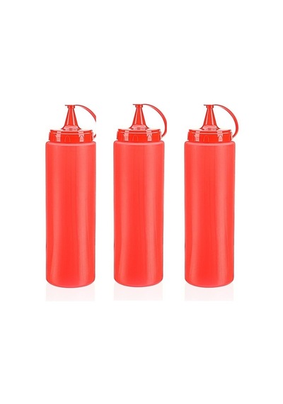 Ketçap Şişesi - 1000ml Dev Boy Kırmızı 3 Adet