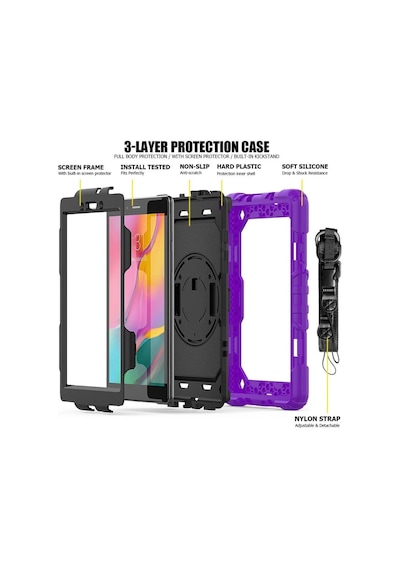 Samsung Samsung Uyumlu Galaxy T290 Tab A 8 Kılıf Pars Tablet Kapak - Mor