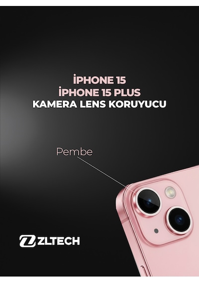 İphone 15/15plus Uyumlu Kamera Lens Koruyucu Pembe