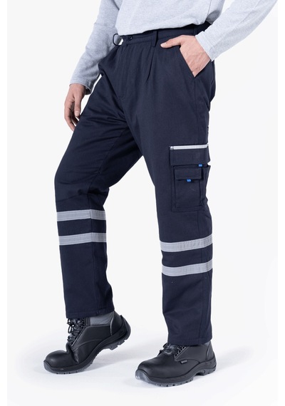Çift Sıra 3 Cm Reflektörlü Kapitoneli Pantolon Lacivert