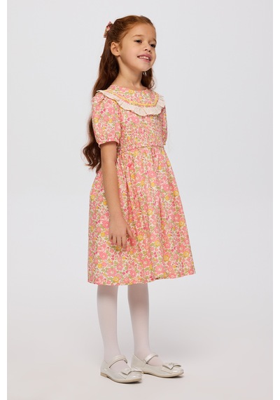Panço Liberty Kumaş Çiçek Desenli Kız Çocuk Elbise 5621gk26006 Pembe