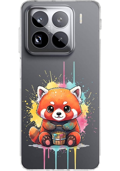 Xiaomi Mi 14 Pro İle Uyumlu Splash Tilki Tasarımlı Şeffaf Silikon Kılıf Şeffaf