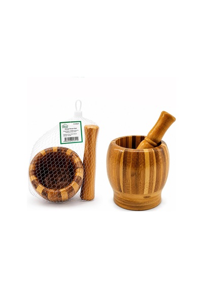 Bella House Ahşap Sarımsak Ezici Bambu Çizgili 8cm