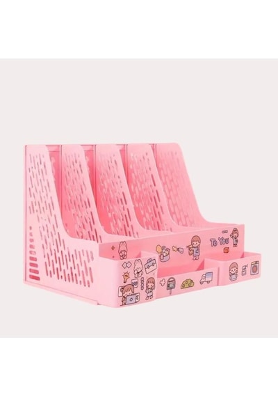 Ops Mg 124 Pastel Pembe 4 Bölmeli Modüler Tasarım Organizer Kalemlikli Magazinlik Klasör Arşiv Kutusu Demonte