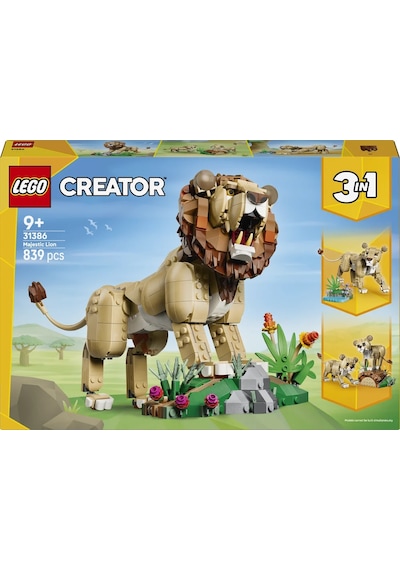 LEGO® Creator 3’ü 1 Arada Vahşi Hayvanlar: Görkemli Aslan 31386 - 9+ Yaş için Figürler İçeren Oyuncak Yapım Seti (839 Parça)