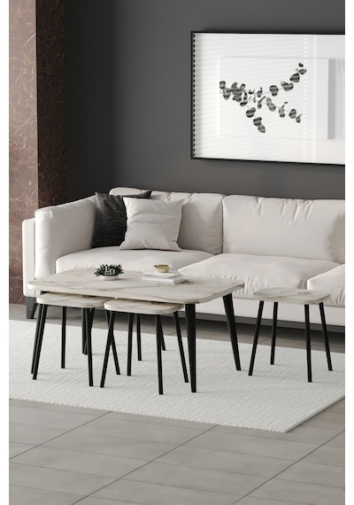 Roma Orta Sehpa Metal Ayaklı , 4+1 Orta Sehpa , 100 X 60 X 50 Cm Siyah Metal Beyaz Mermer Roma Orta Sehpa Metal Ayaklı , 4+1 Orta Sehpa , 100 X 60 X 50 Cm Siyah Metal Beyaz Mermer