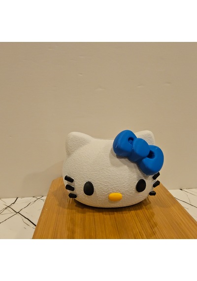 Hello Kitty Kalemlik 3d Baskı -beyaz- Mavi Kurdele