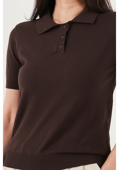 Lela Bayan Polo Yaka Kazak 4617056 Kahve
