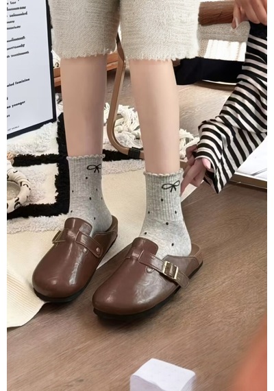 Hitit Socks Kadın 4 Çift Kurdale Ve Puantiye Desenli Günlük Kullanıma Uygun Japon Tarzı Kolej Çorap Çok Renkli