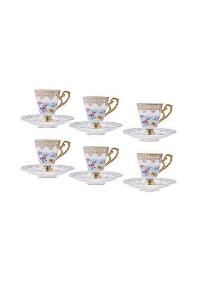 Aryıldız Constella 12 Parça 6 Kişilik Kahve Fincan Takımı Mavi 90 Ml Çok Renkli
