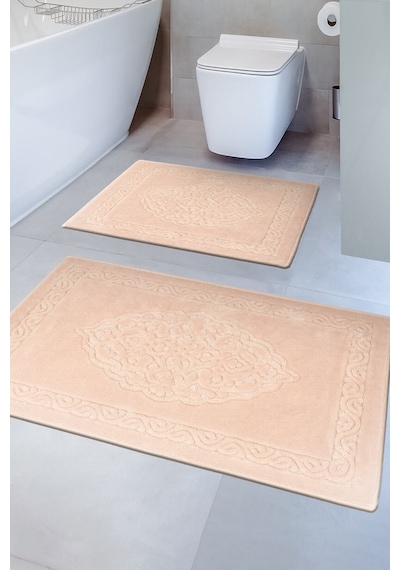 Lotus 2'li Pamuklu Klozet Takımı, Pudra Banyo Paspas Seti Renkli