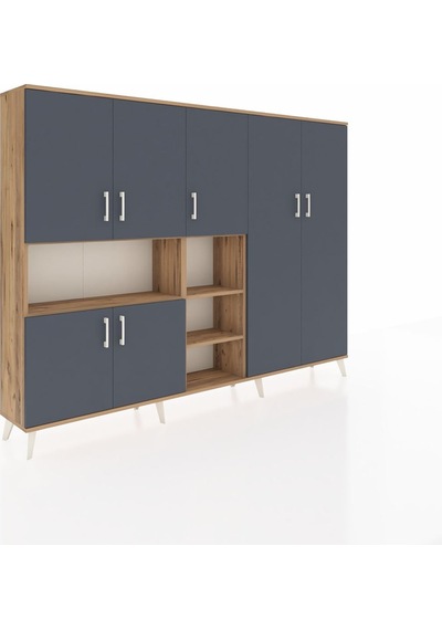Arges Dolap 13 Raflı 7 Kapaklı 220x30x163 Çam-antrasit/çam Çam-antrasit/çam Arges Dolap 13 Raflı 7 Kapaklı 220x30x163 Çam-antrasit/çam Çam-antrasit/çam