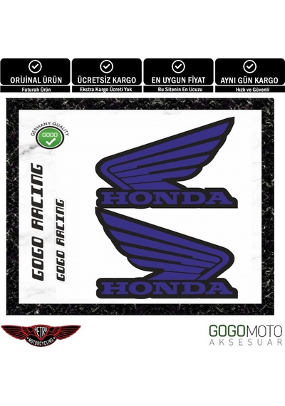 Gogo Honda Reklektif Logo Sticker Takım Mavi