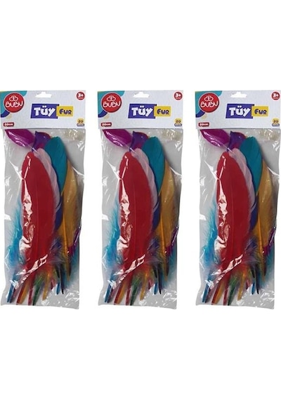 Bubu Karışık Renkli Tüy 20 Li 20cm 3 Lü Set